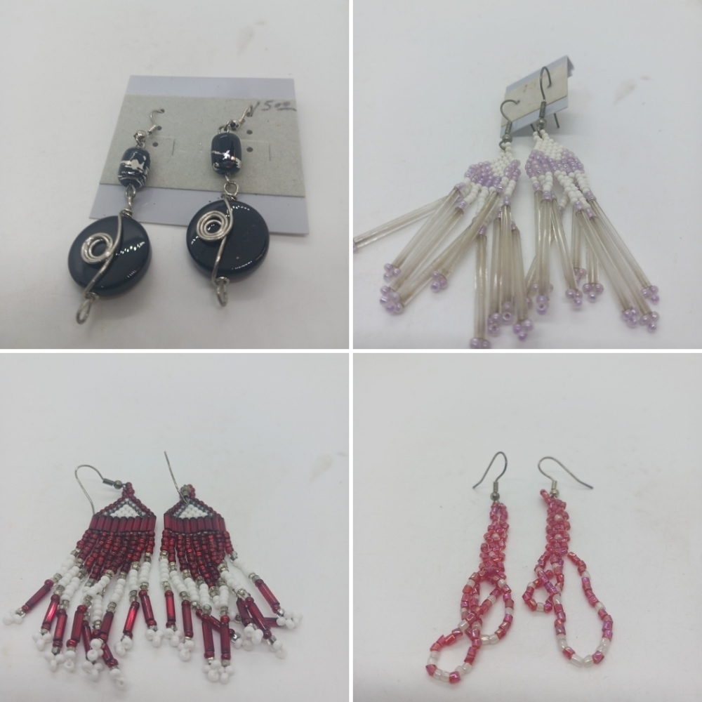 NEW 4 PAIR HANDMADE BEADED ASSORTED EARRINGS